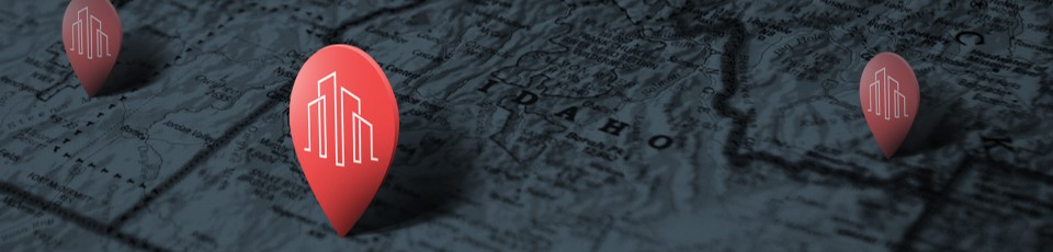 map and pins banner